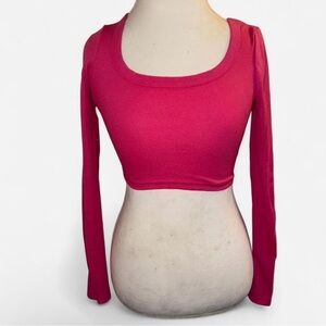 SHEIN Hot Pink Long Sleeve Crop Top